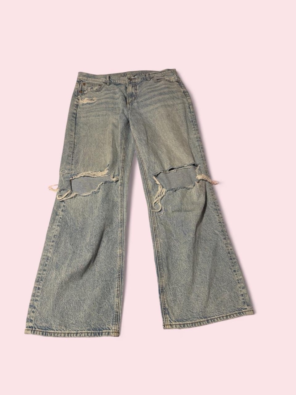 American Eagle Outfitters Light Blue Distressed Wide Leg stove pipe Jeans